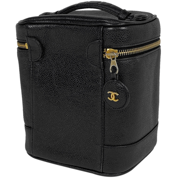 Chanel Skin Cocomark Pouch Caviar Black Vanity Cosmetic Bag - Picture 1 of 9